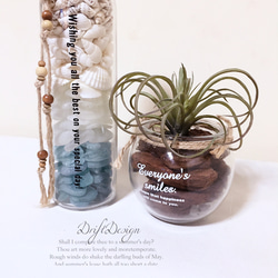 ～Drift Design～　造花とシーグラスの瓶詰めのお洒落なインテリアセット　ディスプレイ　西海岸　インテリア 3枚目の画像