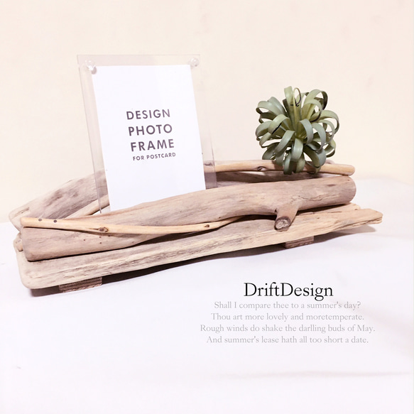 ～Drift Design～　キレイめ流木と造花のお洒落なデザインフォトスタンド　フォトフレーム　写真立て　インテリア 2枚目の画像