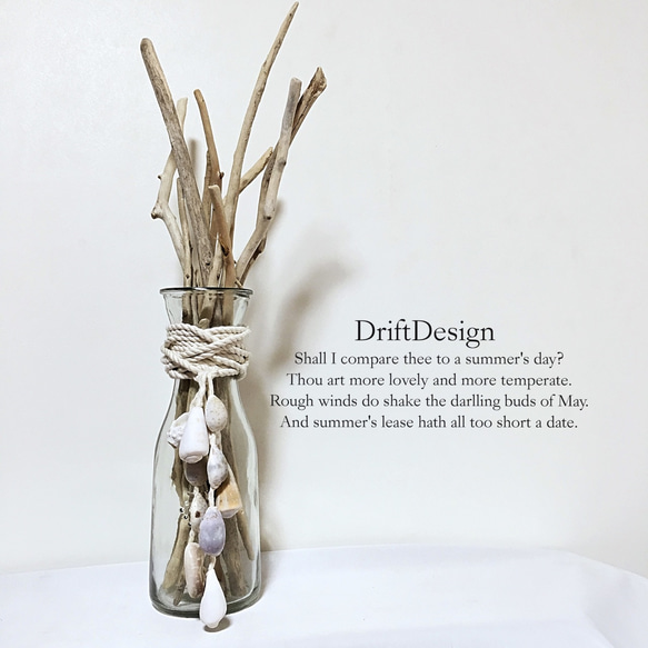 ～Drift Design～　流木のお洒落な貝殻の瓶飾り　西海岸　インテリア 1枚目の画像