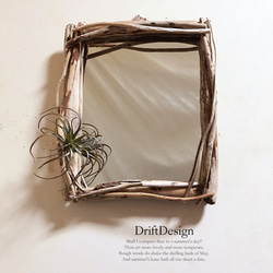 ～Drift Design～　流木と造花のお洒落なロンハーマン風壁掛けミラー　アンティーク　ヴィンテージ　鏡 2枚目の画像