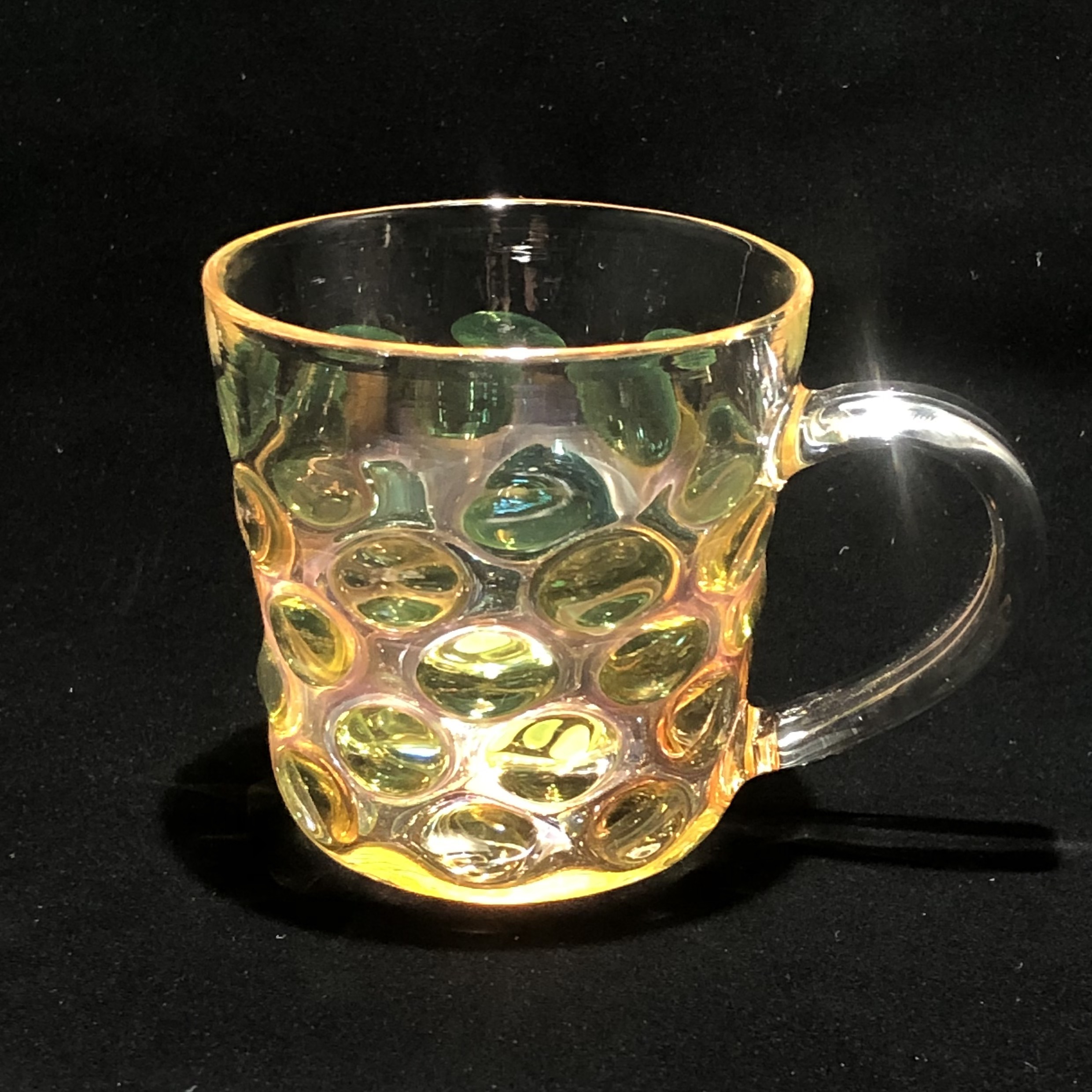 耐熱ガラス　水玉マグカップ pink　コーヒー、紅茶、ハーブティー、お茶、お湯割り