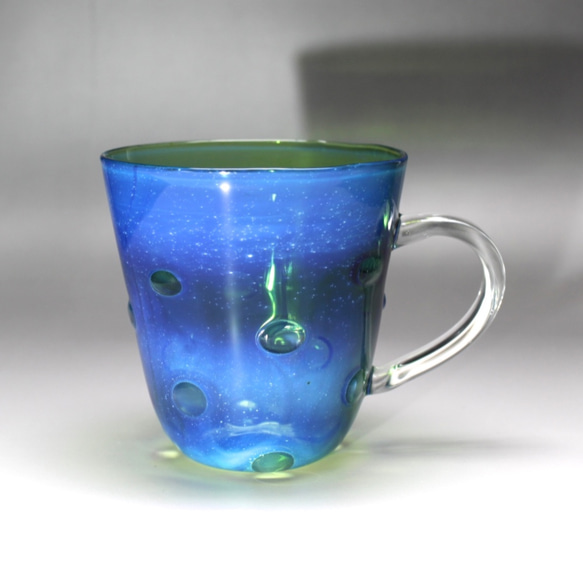 耐熱ガラス　銀河マグカップ  green 1枚目の画像