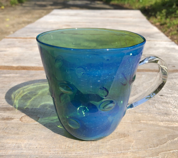 耐熱ガラス　銀河マグカップ  green 4枚目の画像