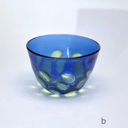 耐熱ガラス　水玉ぐい呑 blue 6枚目の画像