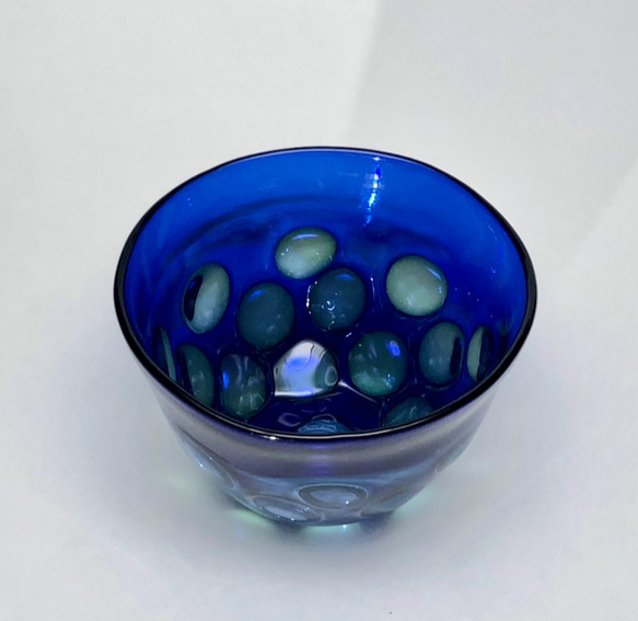 耐熱ガラス　水玉ぐい呑 blue 9枚目の画像