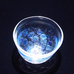 耐熱ガラス　水玉ぐい呑 blue 6枚目の画像
