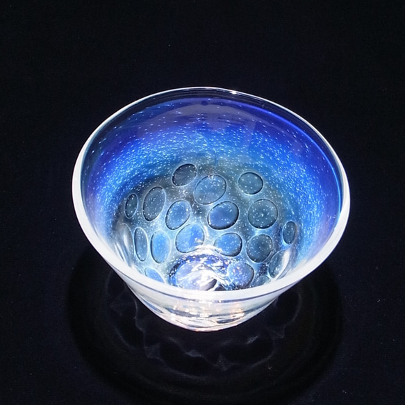 耐熱ガラス　水玉ぐい呑 blue 10枚目の画像