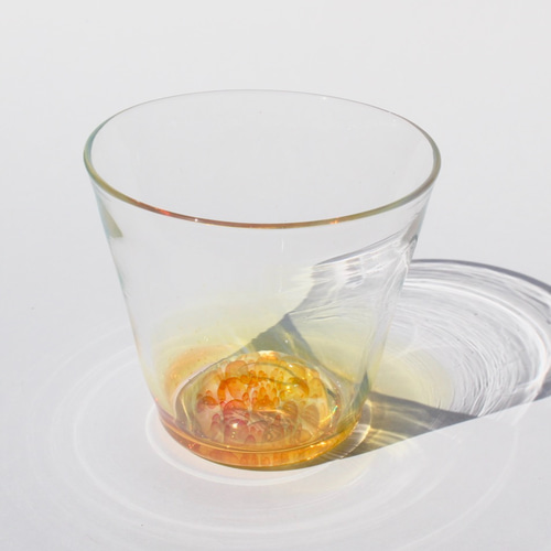 耐熱ガラス 酒器 'flower'ぐい 呑 日本酒、お茶、お湯割り、虹