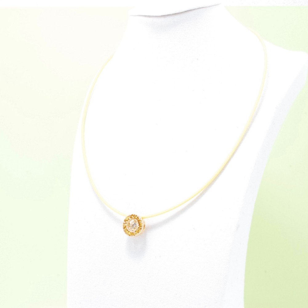 ダンシングストーンセルクルペンダント・ファンシーシャンパン・ネオジウム磁気ネックレスセット