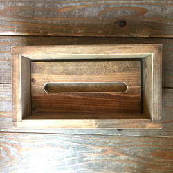 アイアンラベル付木製ティッシュボックス【再販】ナチュラル 4枚目の画像