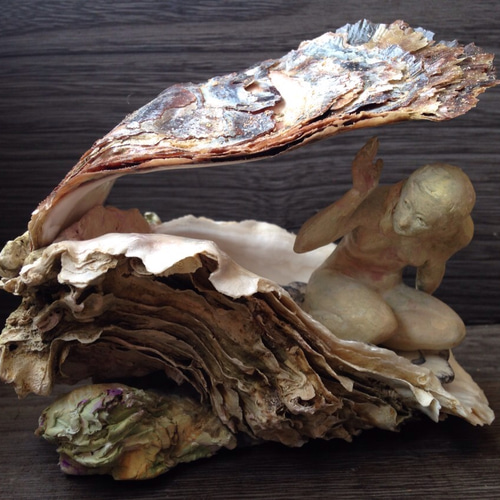 石粉粘土製 石巻狐崎浜産牡蠣 「再生」シリーズ九代目 立体・オブジェ