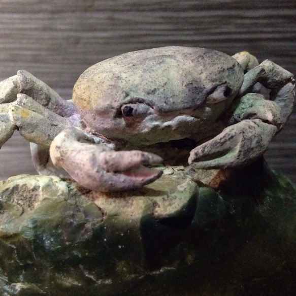 六字乃銘美術 蟹 塑像 銘「縄文石片 蛇紋岩」 その他置物 HanayaART
