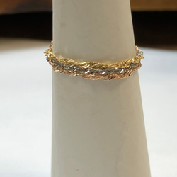 3連リング K18 ピンクゴールド プラチナ 1.3mmスクリューチェーン