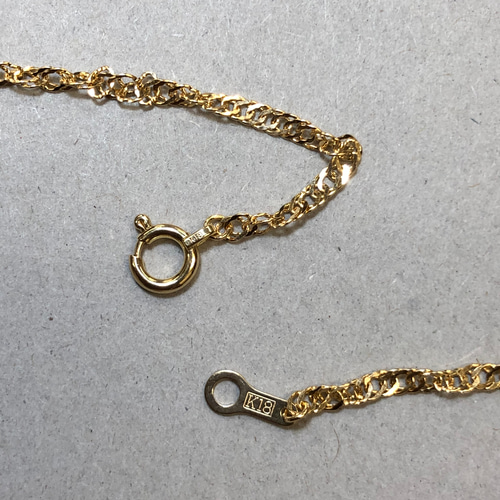 K18イエローゴールド 1.3ミリ幅 50cm スクリューネックレス レディース