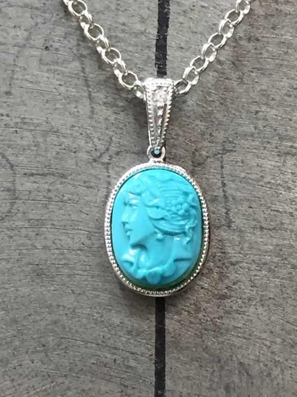 K18 ♡ ターコイズ色 ネックレストップ バチカン刻印あり K18 ♡ ターコイズ色 ネックレストップ バチカン刻印あり K18ホワイト