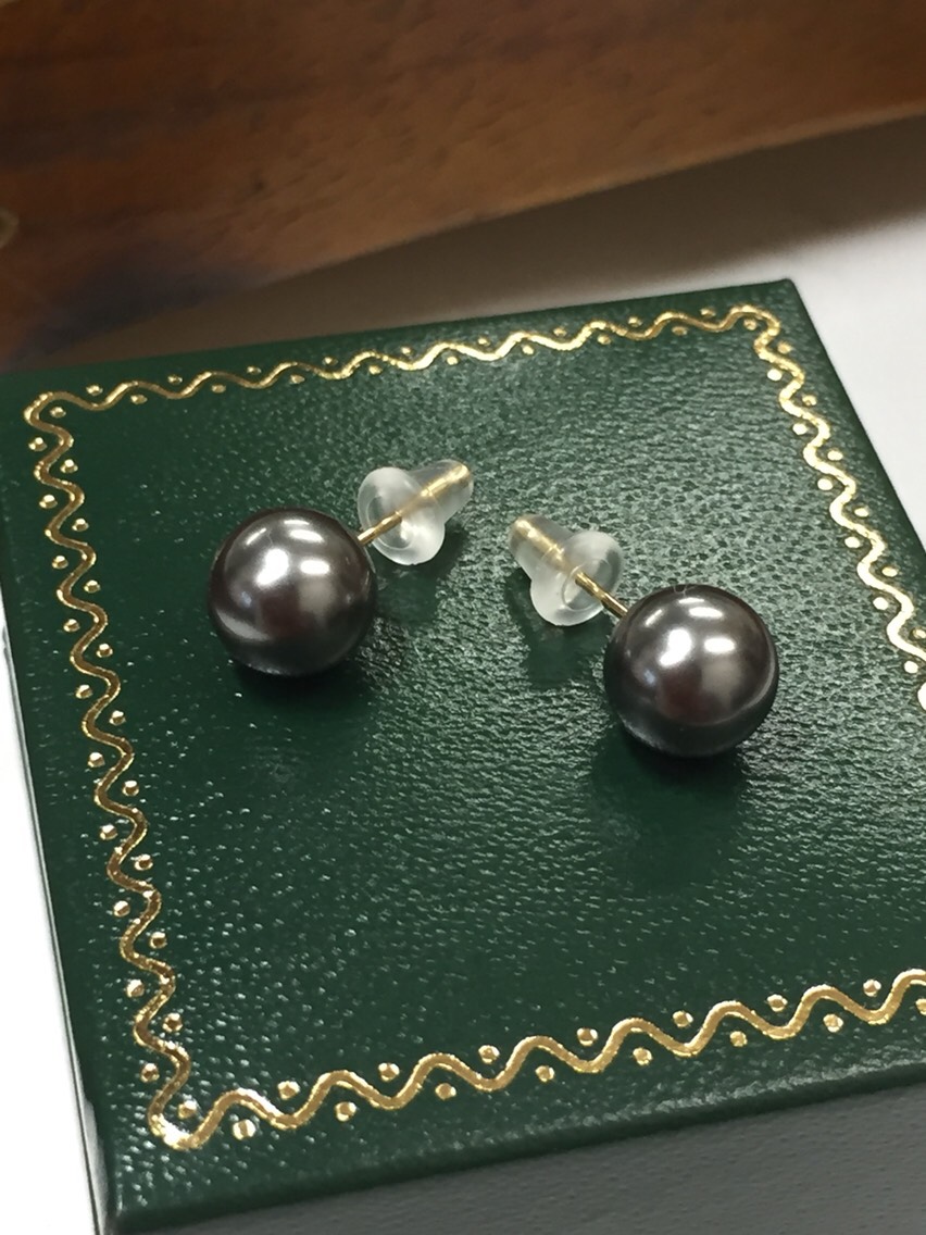 K18 クリスタルパールピアス  真珠 18金パールピアス 8ミリパール