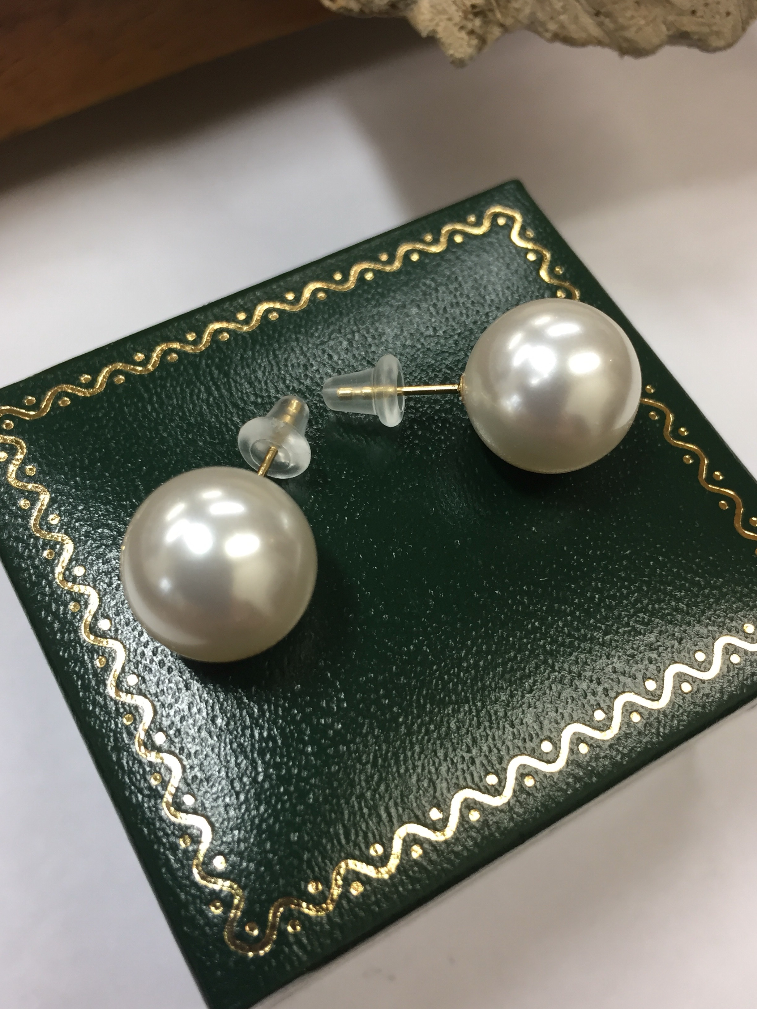 K18 クリスタルパールピアス  12ミリ珠 真珠 18金パールピアス
