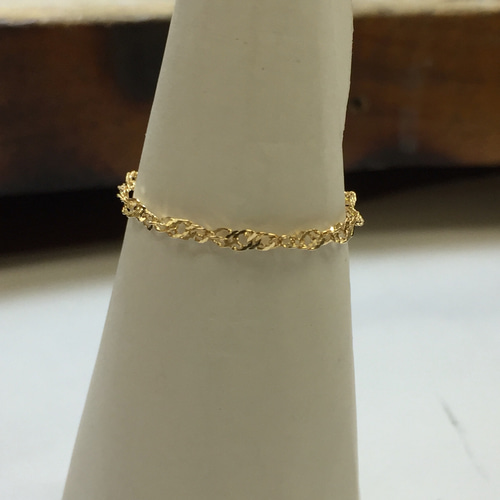 K18イエローゴールド 1.5mm幅スクリュー チェーンリング 指輪 K18YG