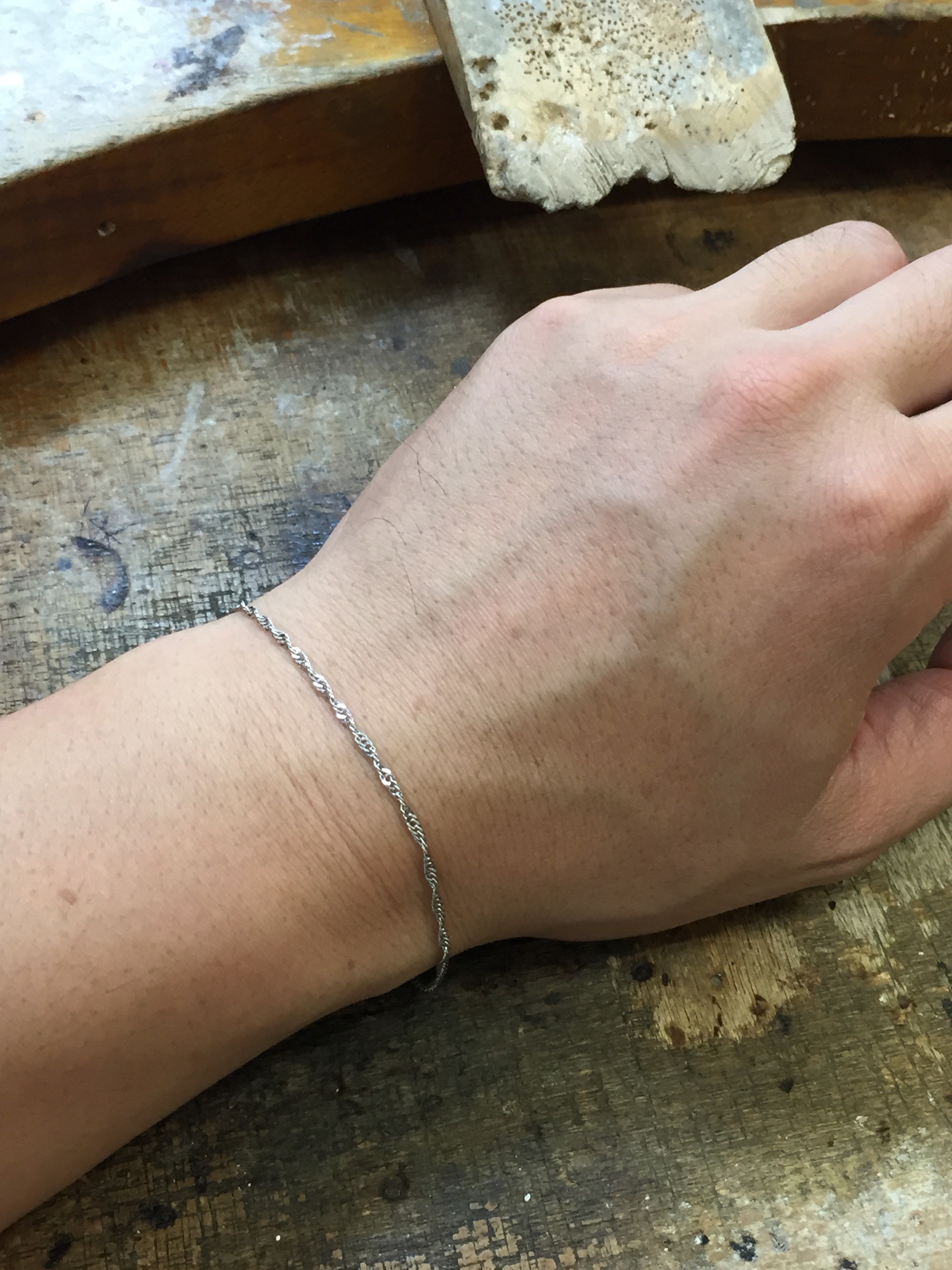 プラチナ PT850 1.5mm幅スクリュー ブレスレット16cmレディースM