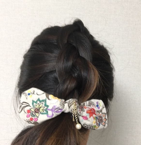 OYAKOリボン刺繍ヘアゴム 3枚目の画像