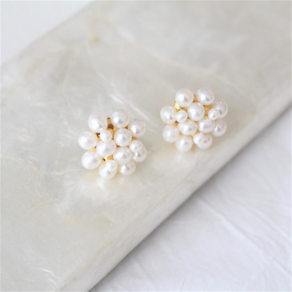【No.683】ビジュー×つぶつぶ淡水パールのイヤリング/ピアス 日本製つぶつぶ淡水パールイヤリング｜JENNE(ジェンヌ)公式通販