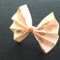 友禅和紙使用　おりがみかんざし髪飾り　薄桜のリボン　 4枚目の画像