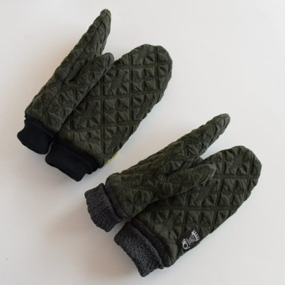 最大約5℃発熱【メンズ】幾何学模様のあったか裏ファーミトン手袋 手袋