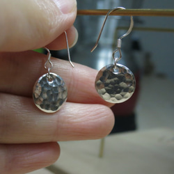 質感系列沖敲純銀耳環 #1 sterling silver earrings 手作飾品 handmade jewelry 第2張的照片