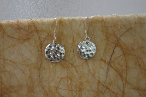 質感系列沖敲純銀耳環 #1 sterling silver earrings 手作飾品 handmade jewelry 第3張的照片