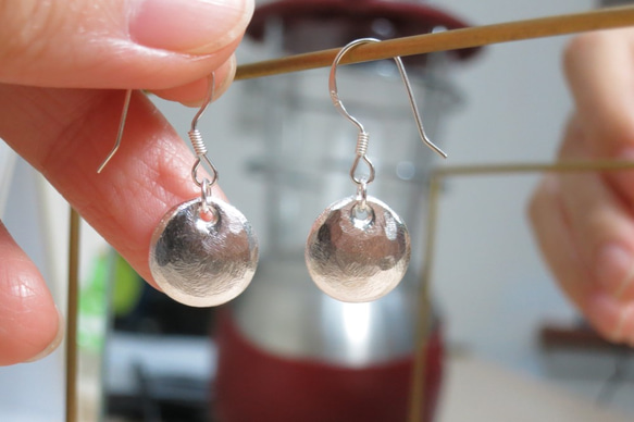 質感系列銼紋純銀耳環 #1 sterling silver earrings 手作飾品 handmade jewelry 第2張的照片