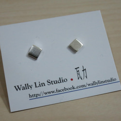 小正方純銀耳環 #01 sterling silver earrings 手作創意飾品 handmade jewelry 第6張的照片