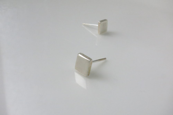 小正方純銀耳環 #01 sterling silver earrings 手作創意飾品 handmade jewelry 第3張的照片