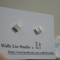 小正方純銀耳環 #01 sterling silver earrings 手作創意飾品 handmade jewelry 第7張的照片