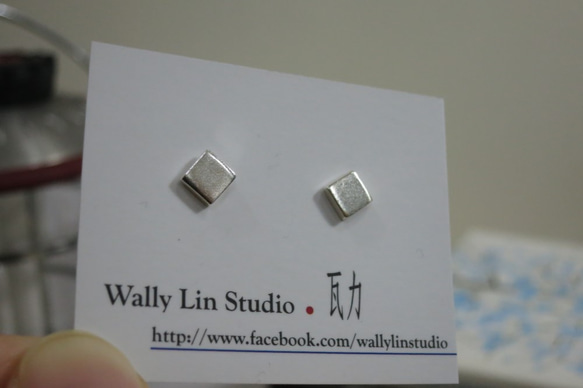 小正方純銀耳環 #01 sterling silver earrings 手作創意飾品 handmade jewelry 第7張的照片