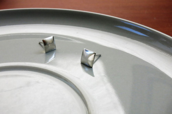 四方弧面純銀耳環 #01 sterling silver earrings 手作飾品 handmade jewelry 第5張的照片