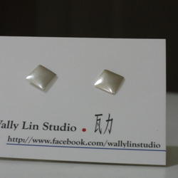 四方弧面純銀耳環 #01 sterling silver earrings 手作飾品 handmade jewelry 第10張的照片