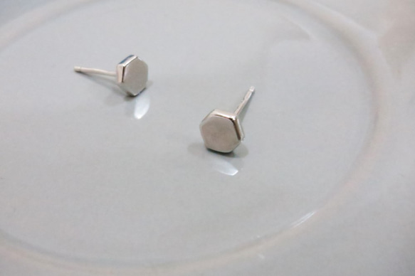 小六角純銀耳環 #01 sterling silver earrings 手作創意飾品 handmade jewelry 第3張的照片