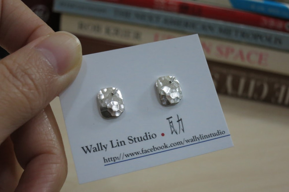 沖敲質感純銀耳環 #01 sterling silver earrings 手作飾品 handmade jewelry 第3張的照片