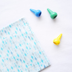 有機棉刺繡手帕巾 ハンカチ - 水藍盒 第7張的照片