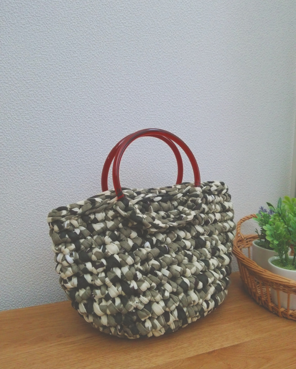 リングハンドルバッグ ☆ズパゲッティ monopop などTシャツヤーン使用  