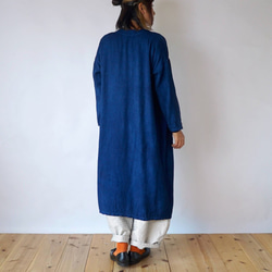 【福袋】棉質羽織長袍（靛藍）+氣球褲（單刺子料）2件套 第3張的照片
