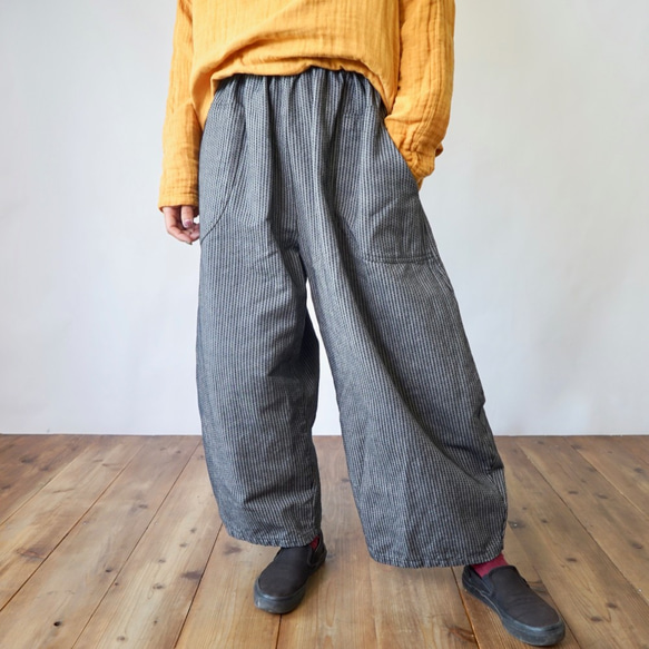 【福袋】寬鬆紗布T卹/柿澀橙+搖擺條紋氣球褲/灰色 第10張的照片