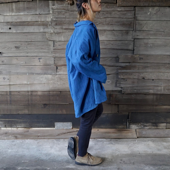 Daruma Cocoon Jacket / 藍色 / Mikawa Textile 第3張的照片