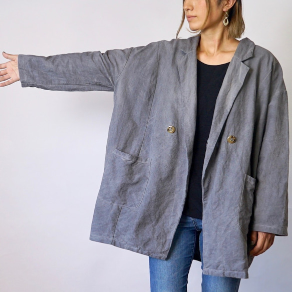 Daruma Cocoon Jacket / 灰色 / Mikawa Textile 第5張的照片