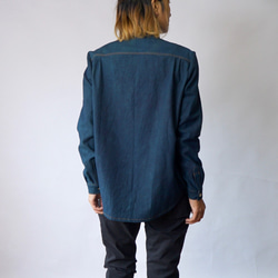 Eri Sashiko 襯衫/Damage Wash 藍綠色/ Mikawa Textile 第7張的照片