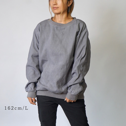 刺し子織トレーナー/グレー/三河木綿 スウェット・トレーナー UZUiRO