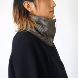 Sashiko 編織圍巾/咖啡棕/三河棉 第6張的照片