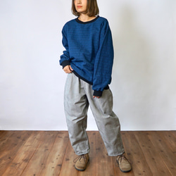 “福袋”Sashiko 梭織衛衣/麻紋靛藍+邦丹褲/人字紋 第3張的照片