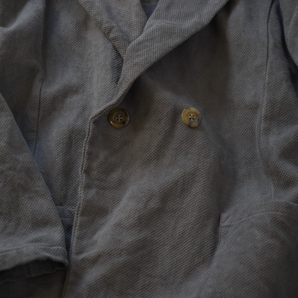 刺子編織繭型夾克（有襯裡/灰色/三河棉） 第8張的照片