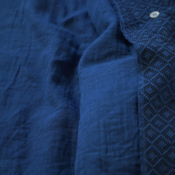 有里子四眼繭型夾克/靛藍/三河棉刺子紋 第8張的照片